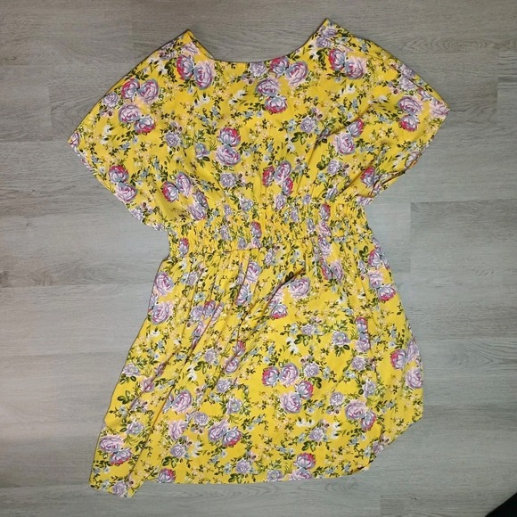 Mph Collection Women's Yellow Floral Cinch Elastic Waist Size 1x Comfy Flowy - Picture 7 of 7